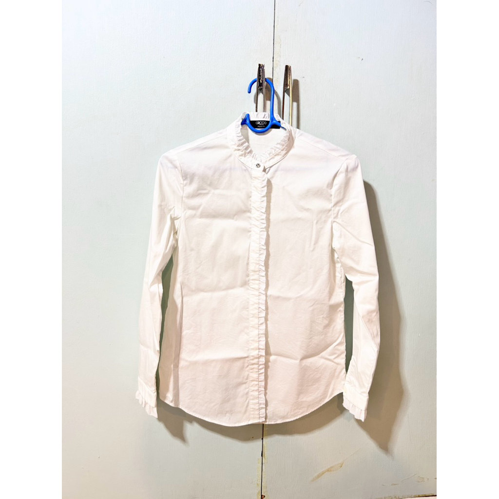 G2000 เสื้อเชิ๊ตแขนยาว คอจีน Size 32 สีขาว มือสองของแท้ค่ะ