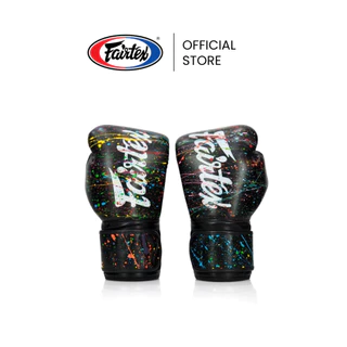 Fairtex นวมชกมวย BGV14 Black/Painter นวมต่อยมวยหนังไมโครไฟเบอร์ กระชับ เบา ทนทาน | Muay Thai Boxing Gloves