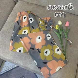 กางเกงลายจุดPolka dot ผ้าไหกางเกงลายจุดPolka dot ผ้าไหมญี่ปุ่นเกรดพรีเมี่ยม ขาปล่อย 2 กระเป๋า ทรงกระบอก