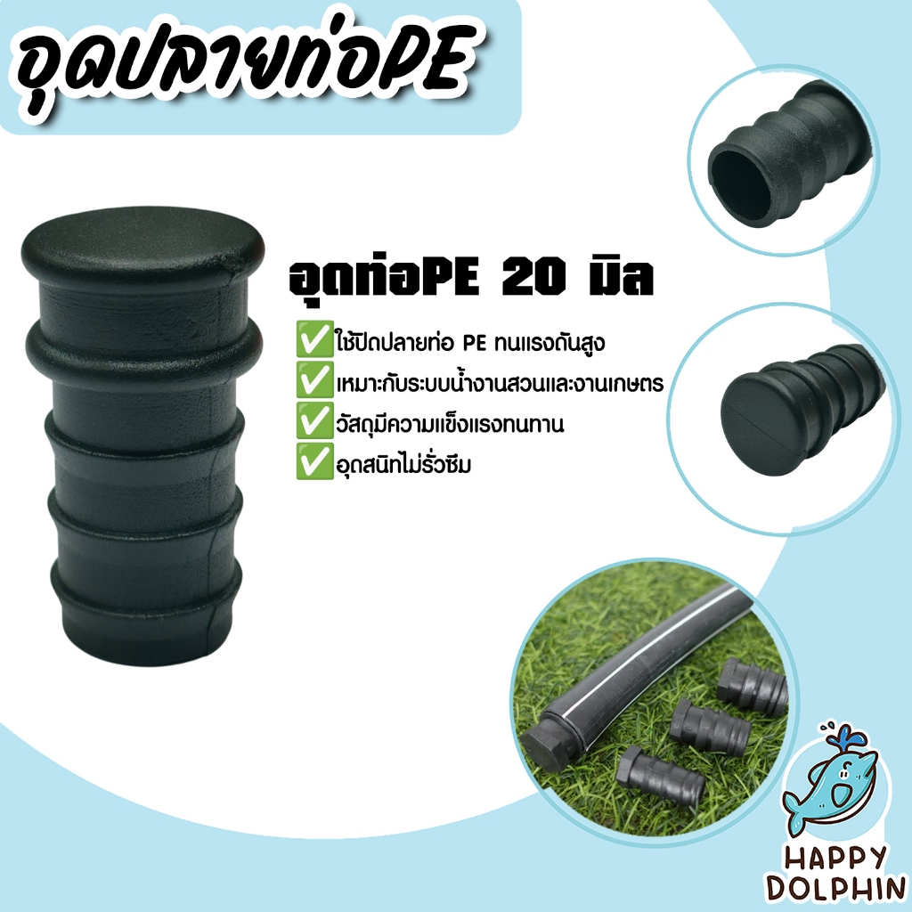 อุดปลายท่อ PE 20mm. จำนวน 1ชิ้น ใช้ปิดปลายท่อ อุดท่อ อุดสนิด แข็งแรง สุดคุ้ม มาตรฐานทนทาน
