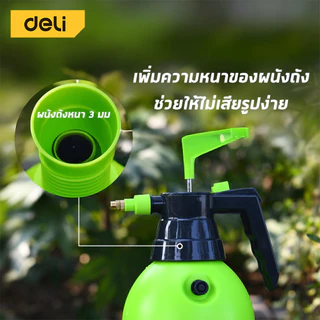 Deli เครื่องพ่นน้ำแบบแรงดัน ฟ้อกกี้ฉีดน้ำ หมุนได้ 360 องศา จุน้ำ 1/2/3ลิตร ถังหนา ทนทาน Pump Sprayer