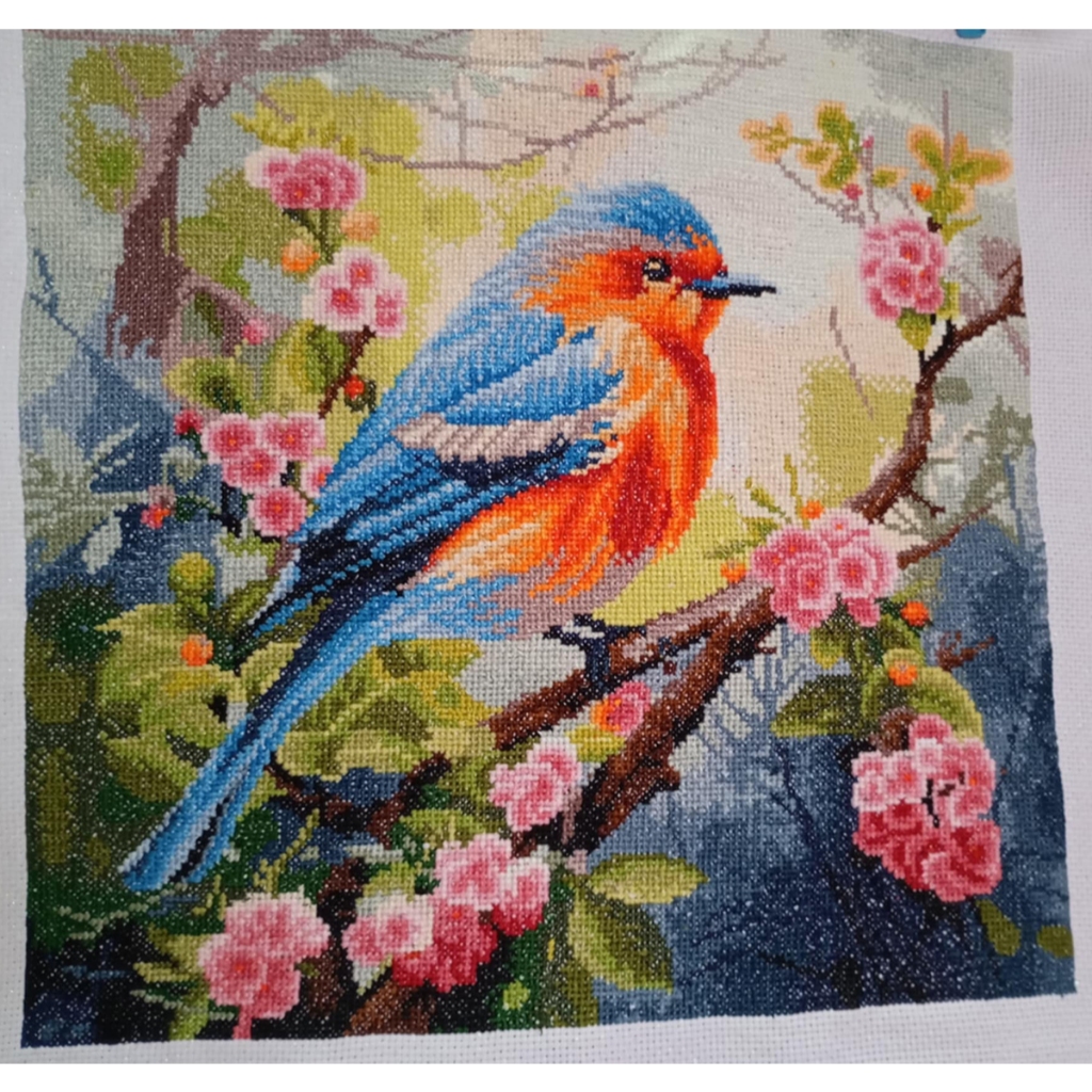*พร้อมส่ง*ชุดปักครอสติช ลายนกน้อยเกาะกิ่งซากุระ (ปักเต็มผืนผ้า ไม่มีเดินเส้นผ้า11CTพิมพ์ลาย ปัก 3 เส้นเล็ก)ขนาด 60*60 ซม - รูปที่ 4