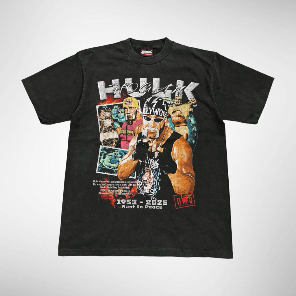 เสื้อยืดคอฟิต รุ่น Hulk Hogan สีดำเฟด/สีดำ #DtG