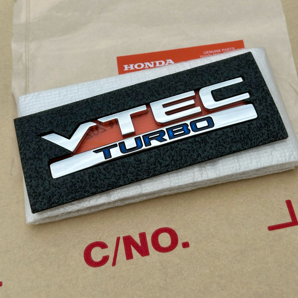 แท้ศูนย์ 💯% โลโก้ VTEC TURBO City 20-23, Civic FC 16-21 ขนาด 10.5x2.5cm (UIM-75724-TBA-A00)