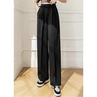 กางเกงสูทเอวสูงผูกโบว์สำหรับผู้หญิง มีพร้อมส่ง [S-2XL] กางเกงหรู เนื้อผ้าดี ทรงสวย