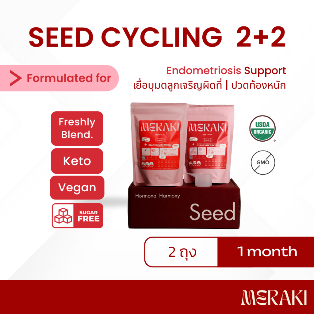 ENDOMETRIOSIS SEED CYCLING  1 เดือน (28 DAYS) ธัญพืชปั่น [ ONLY PHASE 2 ]