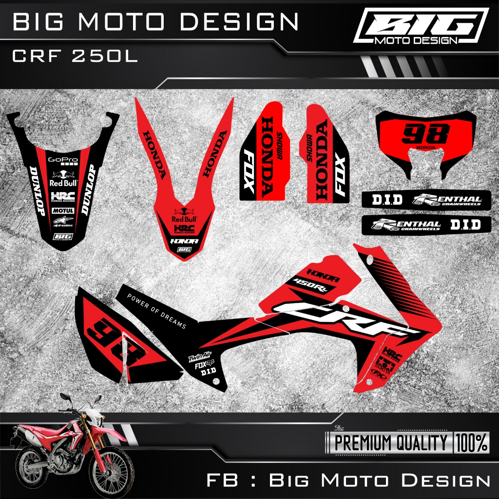 สติ๊กเกอร์ CRF250l เคลือบเงาอย่างดี เต็มคัน