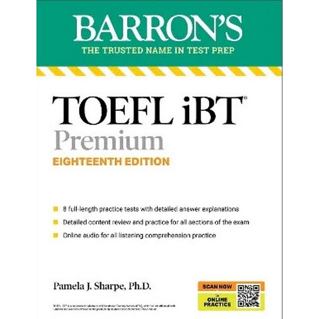 Chulabook|c321|หนังสือ 9781506290539 |TOEFL IBT PREMIUM WITH 8 ONLINE PRACTICE TESTS + ONLINE AUDIO 