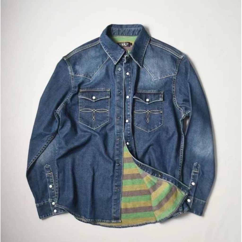 เสื้อเชิ้ตแขนยาว RRL stretchable Denim Western Shirt