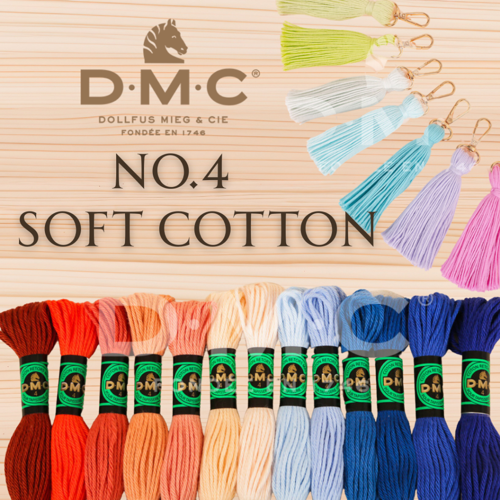 DMC Soft Cotton No.4 - ไหมปักแบบเส้นเดียว เนื้อ Matte สีสด ปักง่าย งานสวย (ราคาต่อไจ) Made in France 🇫🇷