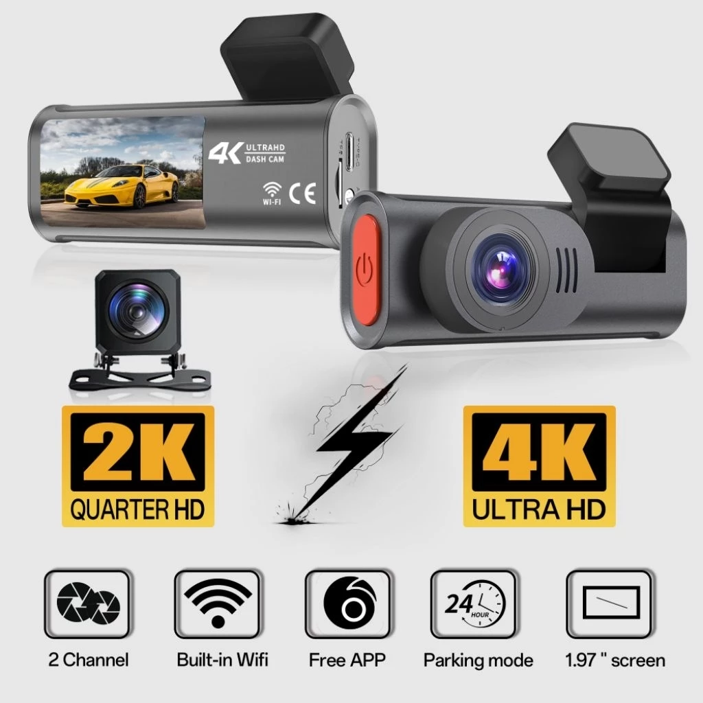 D28 4K dash cam กล้องติดรถยนต์  กล้องหน้า4K กล้องหลัง2K มุมกว้าง 170°การเชื่อมต่อ APP WiFi  โหมดกลางคืน Car camear