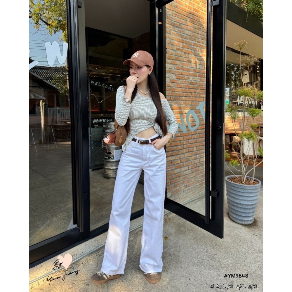TwiceJeans กางเกงยีนส์ ผู้หญิง ทรงกระบอก Basic ผ้าไม่ยืด เอวสูง [Y-AM] ราคา ถูกที่สุด ดีลบีเคเค แกลเลอรีภาพที่ 4