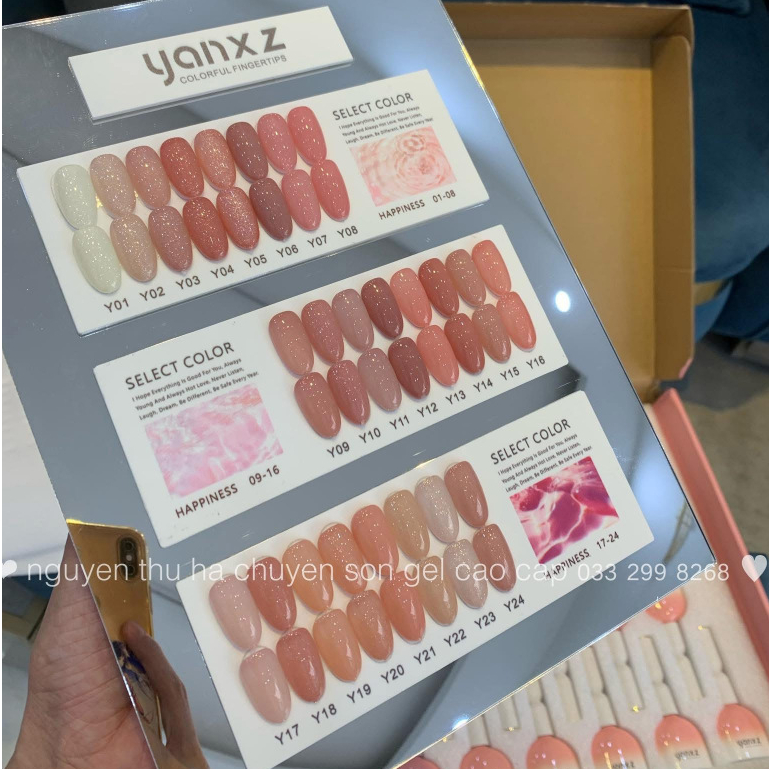 พร้อมส่ง สีเจล เซ็ท 24 สี YANXZ สีเจลชิมเมอร์ 24 สีโทนชมพู แถมชาร์ทอะคริลิคสำเร็จรูป