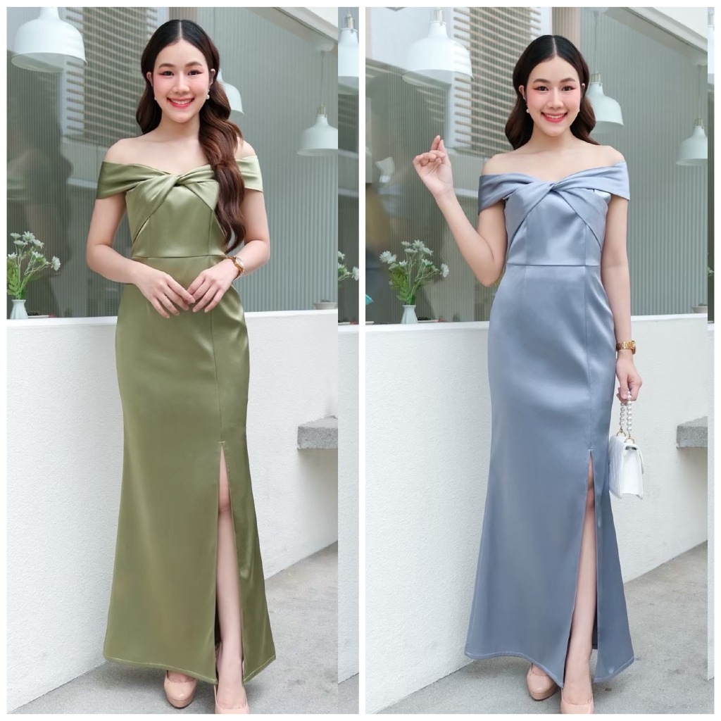 FN0156  ชุดเจ้าสาว/ถ่ายพรีเวดดิ้ง ทรงเรียบหรูมินิมอล ชุดไปงานแต่ง ชุดออกงาน เดรสเพื่อนเจ้าสาว [LUXURY707]