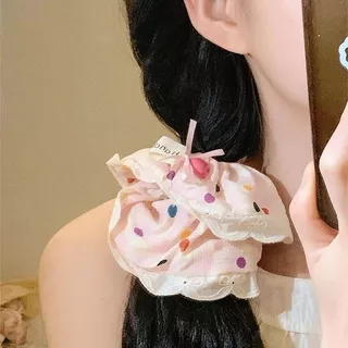 ยางรัดผมลายจุด โบว์ผูกผมลายจุดสไตล์สาวหวาน สไตล์เกาหลี เครื่องประดับผม ส่งไวจากไทย
