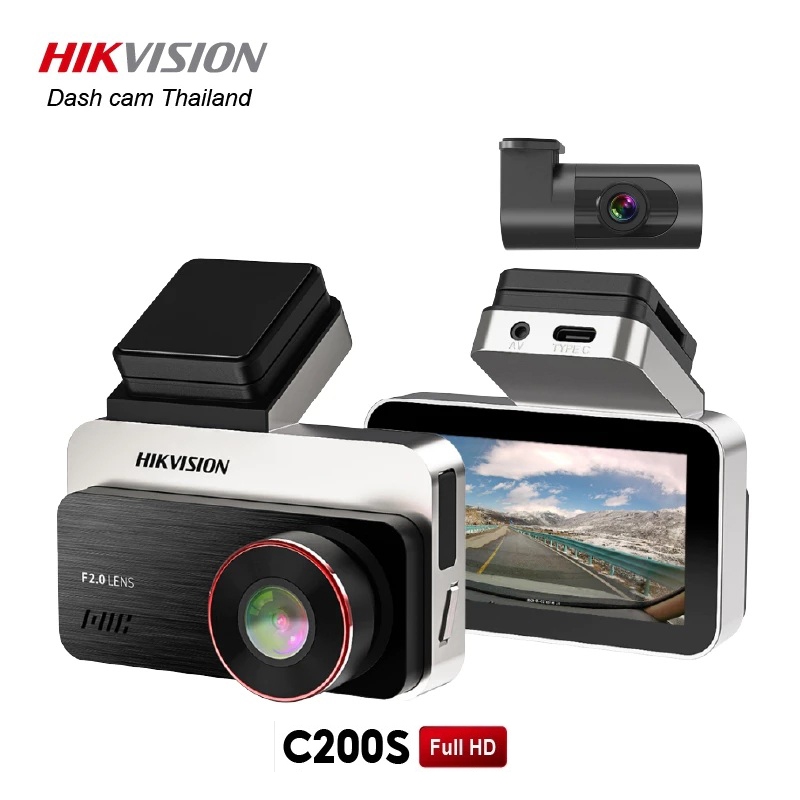 HIKVISION C200S Dash Cam Car Camera กล้องติดรถยนต์หน้า+หลัง 1080P Full HD+1080P HDR +Wi-Fi ในตัว หน้