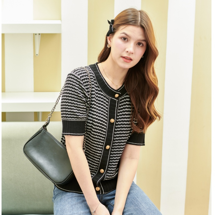 Jisoo Top เสื้อ knit แขนสั้น Miladi