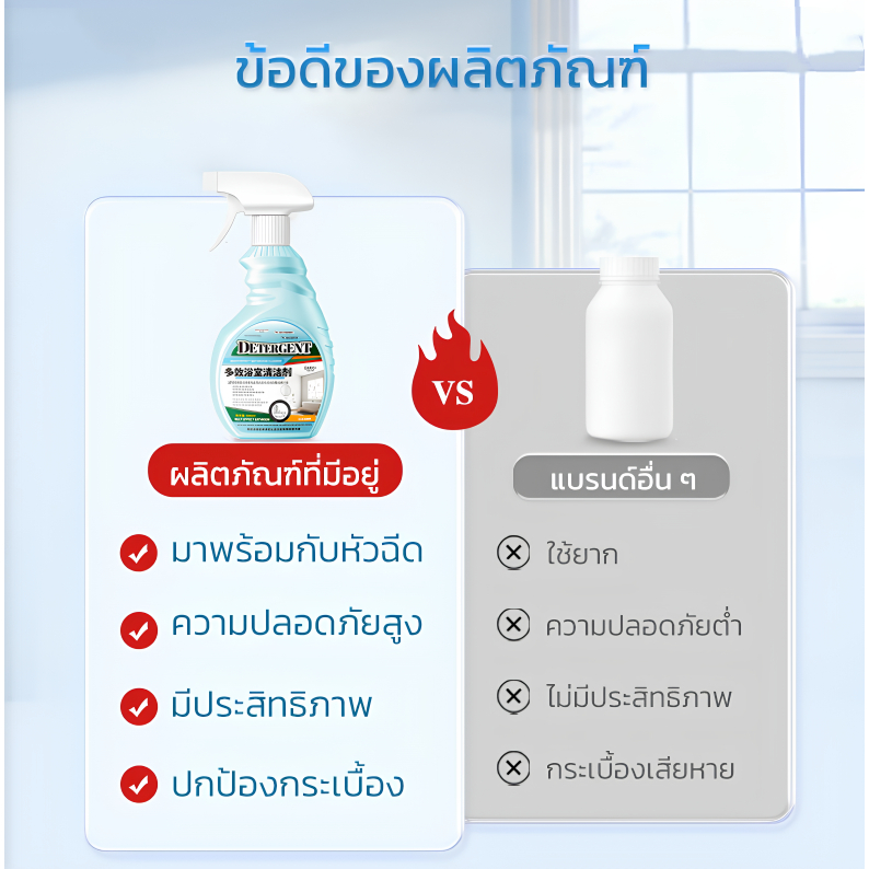 🧼น้ำยาล้างห้องน้ำ🧼500ml ขจัดคราบฝังลึก คราบสบู่และสนิม ขัดกระจกห้องน้ำ ฆ่าเชื้อโรค ใช้ได้ทั้งห้องน้ำ ห้องครัว โรงงาน - รูปที่ 6