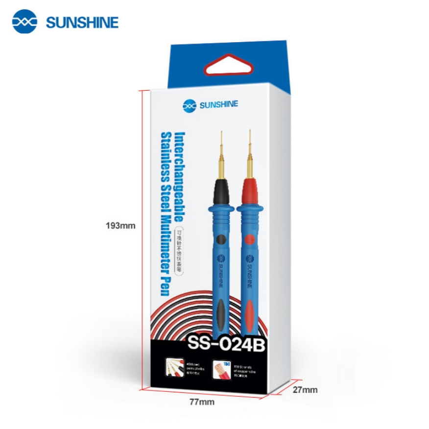 สายมิเตอร์เข็ม SUNSHINE SS-024B สายทดสอบมัลติมิเตอร์สเตนเลสสตีลอเนกประสงค์แบบเปลี่ยนได้ 1000V / 20A