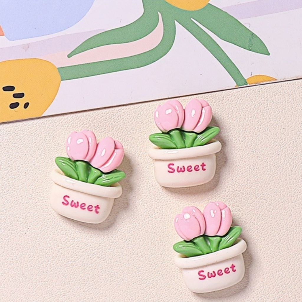 DIY เรซิ่นกระถางดอกไม้Sweet เคลือบเงา >10ชิ้น<