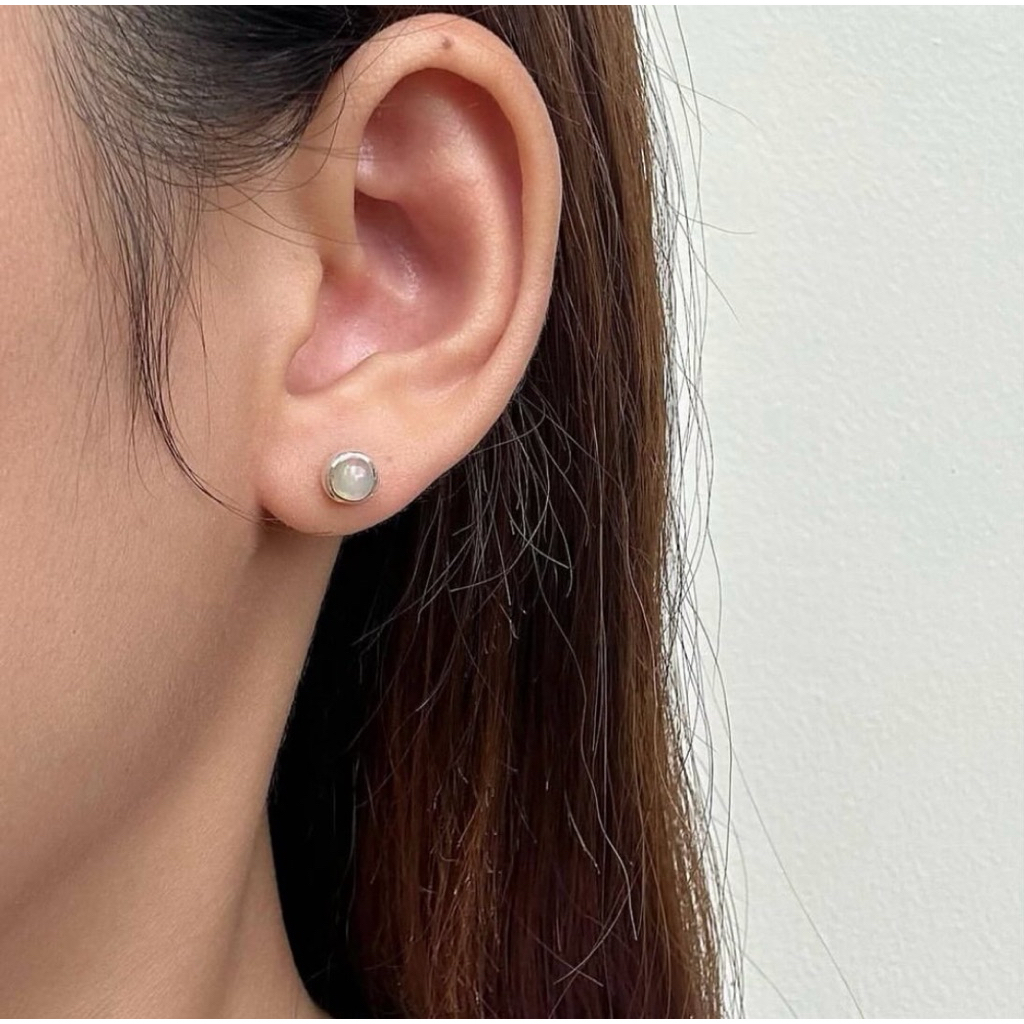 ต่างหูโอปอลแท้ ขนาด 6 มิล