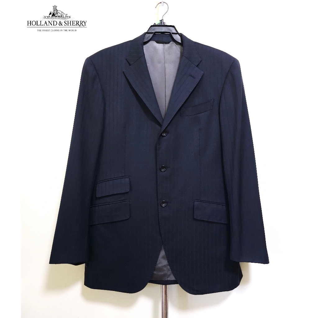 เสื้อสูทญี่ปุ่น ผ้า Holland & Sherry สีกรม อก 44 นิ้ว มือสอง