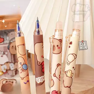 Kapibara Blue Erasable Pen ปากกาเจลกดความร้อนนักเรียน High-value Magic Eraser Press Pen ปากกา ลบได้