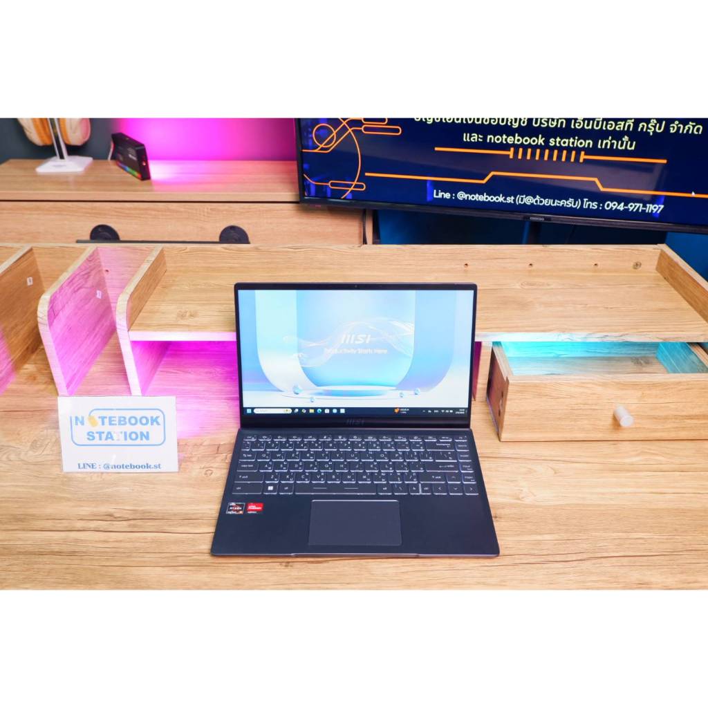 MSI Modern 14 Ryzen5-5500U Ram8 SSD512 จอ14 FHD IPS สเปคดีทำงานเก่ง คีย์บอร์ดมีไฟ เครื่องบางเบาเหมาะ