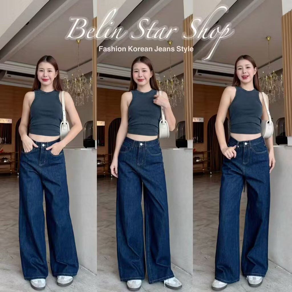 กางเกงยีนส์ทรงกระบอกป้าย BELIN STAR