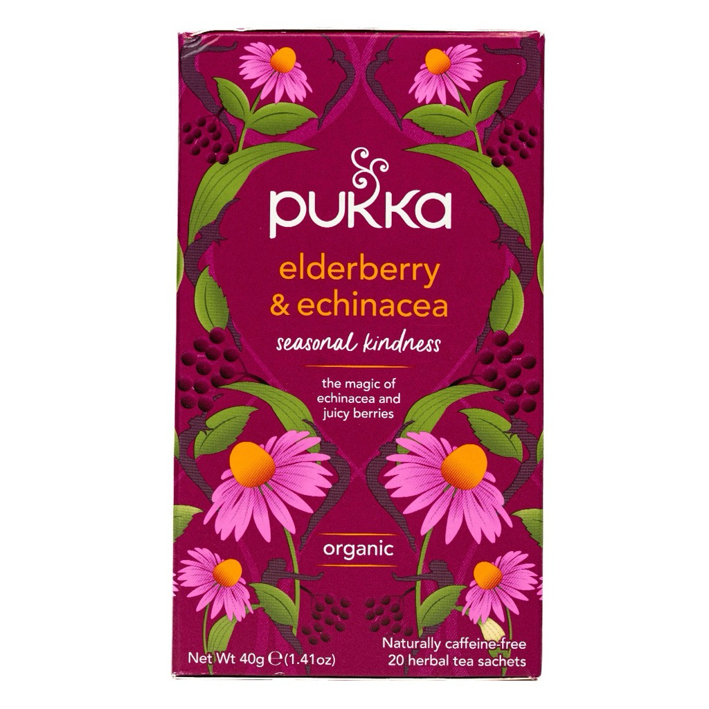 Pukka Elderberry & Echinacea Tea Bags X 20 Caffeine Free 40g.