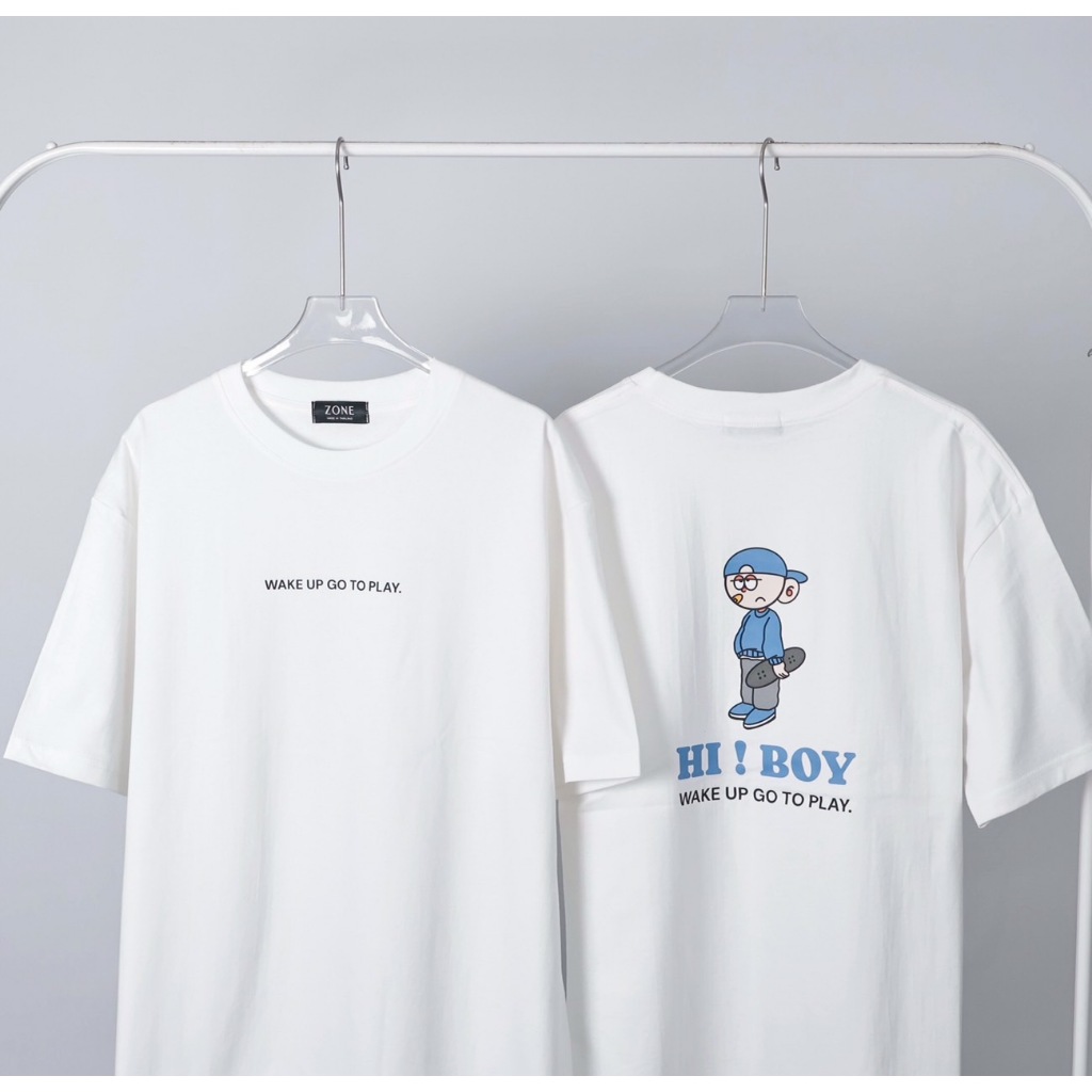 เสื้อยืด “ZONE: Wake Up Go to Play” Cotton 100% ผ้าไม่บาง Oversized Clothing