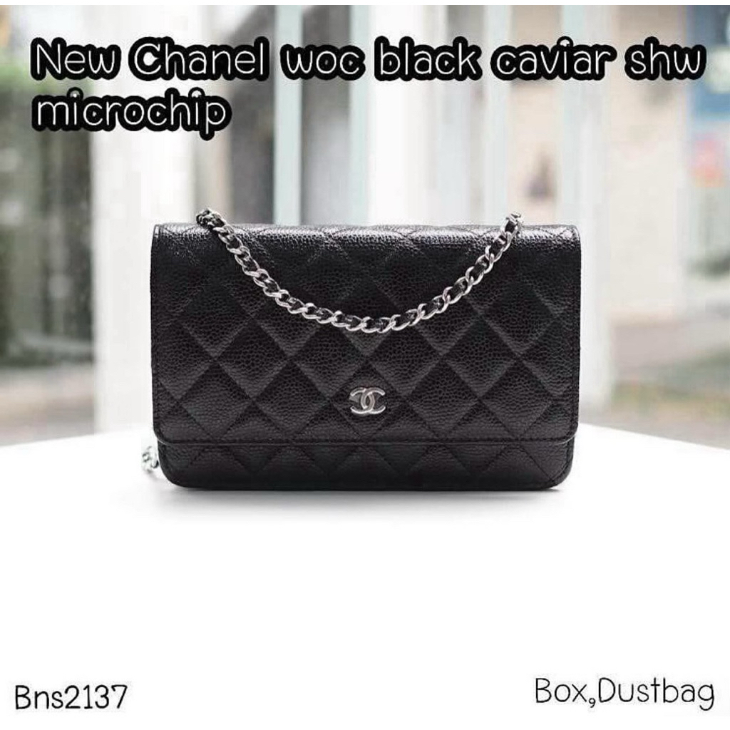 Chanel woc black caviar shw microchip