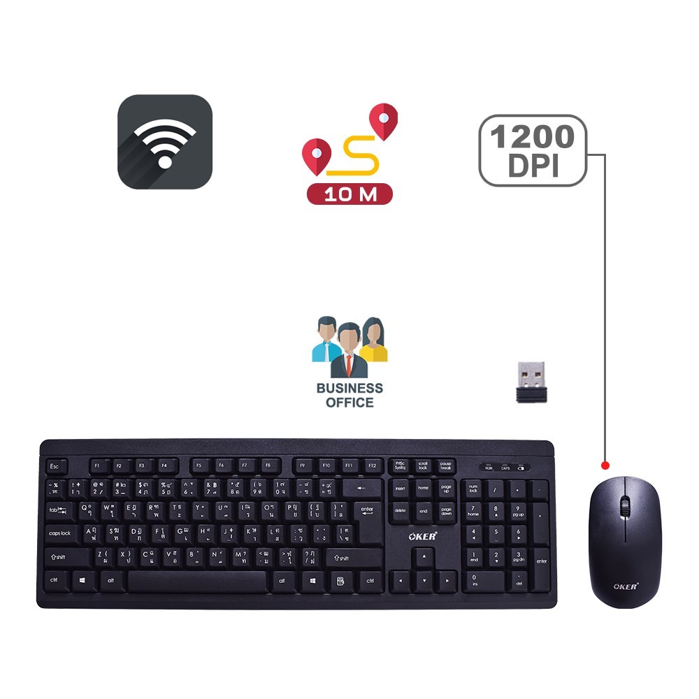 Oker คีย์บอร์ด+เมาส์ ไร้สาย รุ่น K913