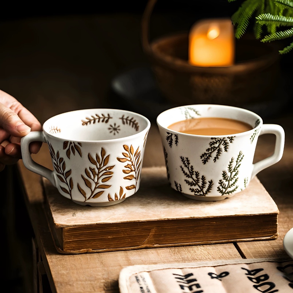 OurHome [พร้อมส่ง] แก้วกาแฟเซรามิค Ceramic coffee cup แก้วเซรามิค ถ้วยชา ถ้วยน้ำ ถ้วยนม อุปกรณ์ถ่ายภาพ ตกแต่งร้านอาหาร ค