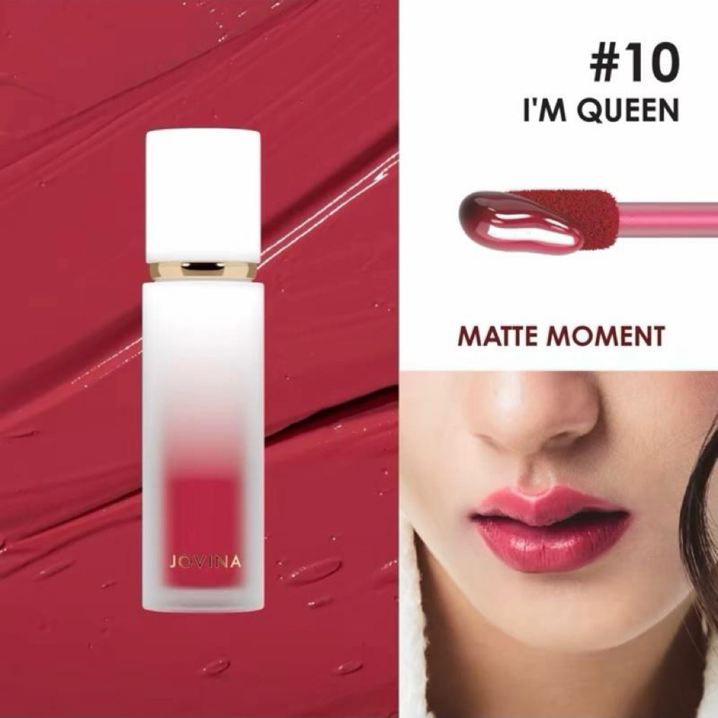 jovina เฉพาะเบอร์10 Jovina Matte Moment Lip ลิปสติกซอฟท์แมตต์ เม็ดสีชัด ติดทนนาน กลบริมฝีปากมิด