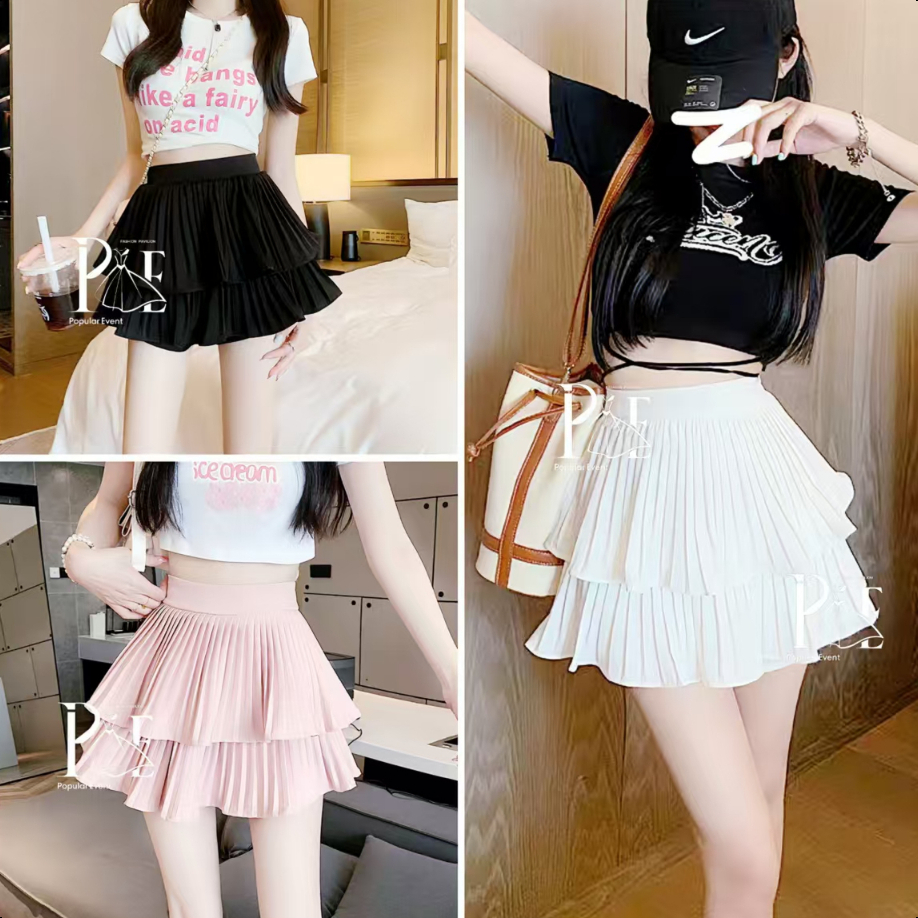 พร้อมส่ง กระโปรงเอวสูง ผ้าพลีท จีบรอบตัวมีซับในบางๆ Clothing ผู้หญิง