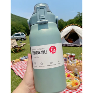 🔥พร้อมหลอด🔥 กระติกน้ำ ขวดนำ 1.8L/1.5L/1L แท้งค์สแตนเลส316 เกรดดี คุณภาพ100% มีหูหิ้ว เก็บความเย็น-ร้อน 12-24 ชั่วโมง