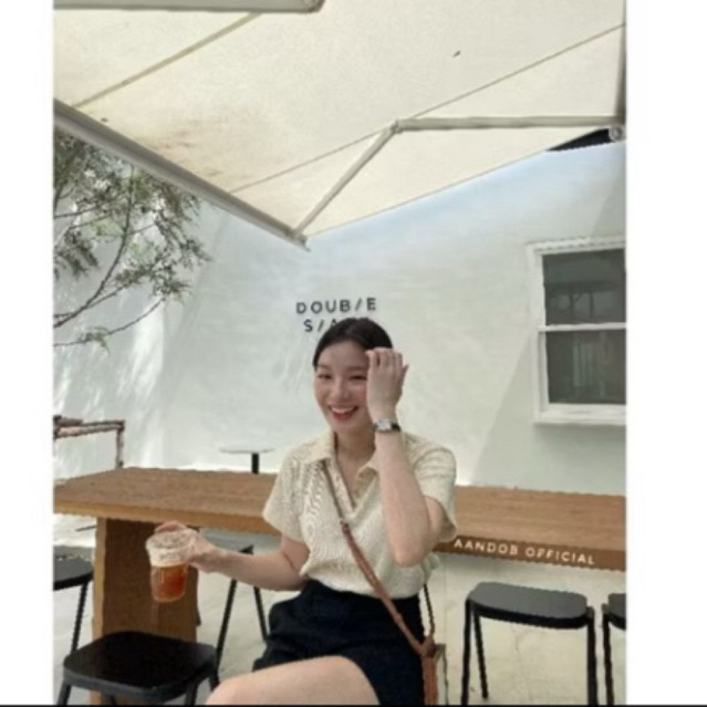 (used) aandoB waffle polo สี Valina size s