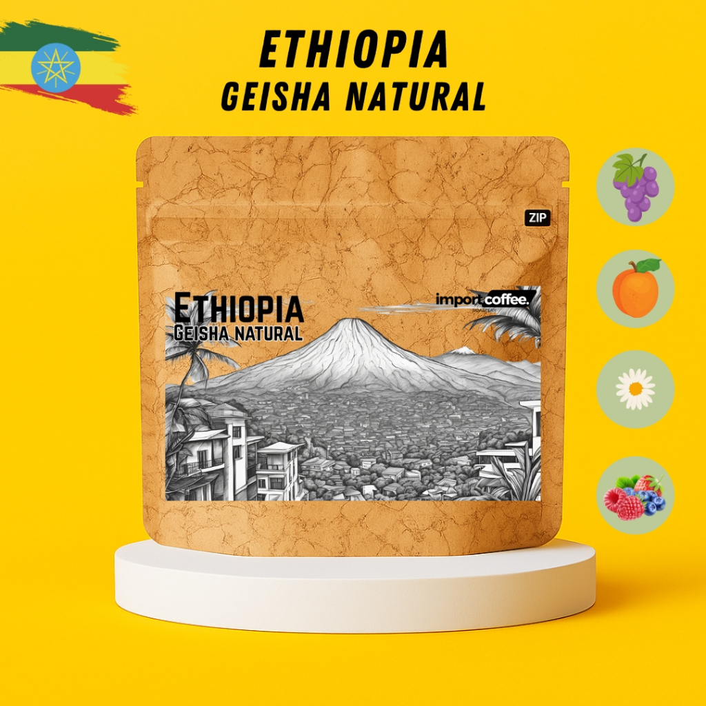IMport coffee bean เมล็ดกาแฟคั่ว Ethiopia Geisha Natural ขนาด 100g