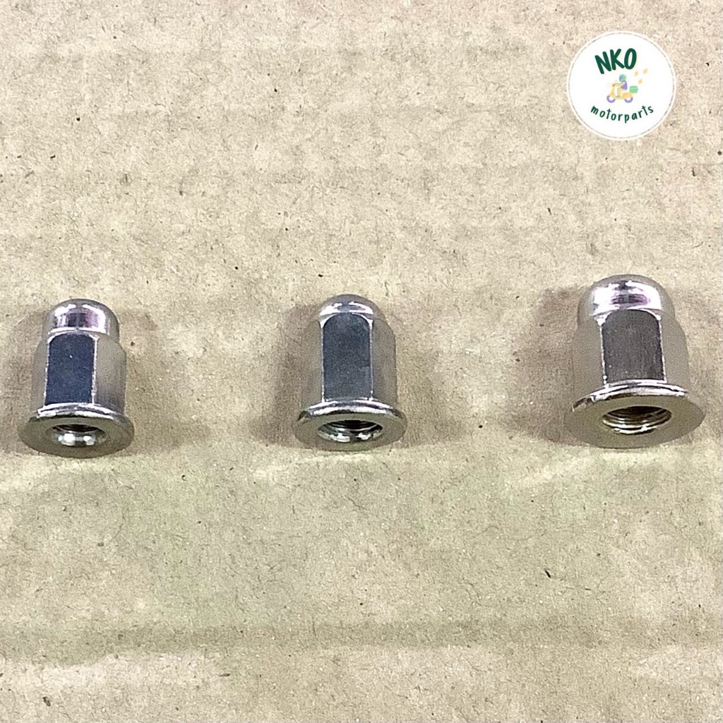 (10ตัว) น็อตตัวเมียหัวหมวก M6 M7 M8 น็อตเสาท่อ WAVE100,110 (M6) / PCX, CLICK125-I, ADV (M7) / WAVE12