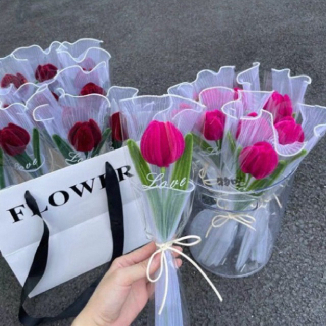 ดอกทิวลิป 🌷 ดอกไม้ทำจากลวดกำมะหยี่