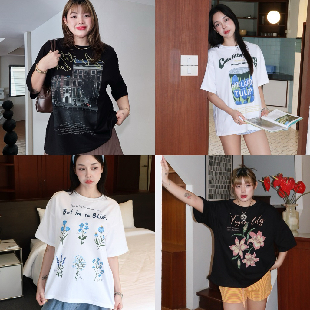 Samesize Over T (Summer Col.🌞) เสื้อยืดโอเวอร์ไซซ์ สกรีนจมลงเนื้อผ้า คอตตอนพรีเมียมเกรด คอปาด ไหล่ตก 2 ไซส์ อก 48“ / 58“