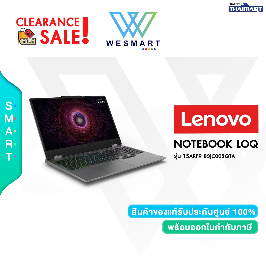 (Clearance0%) LENOVO NOTEBOOK (โน้ตบุ๊ค) LOQ 15ARP9 83JC003QTA : AMD Ryzen 5/Warranty 2 Year Premium