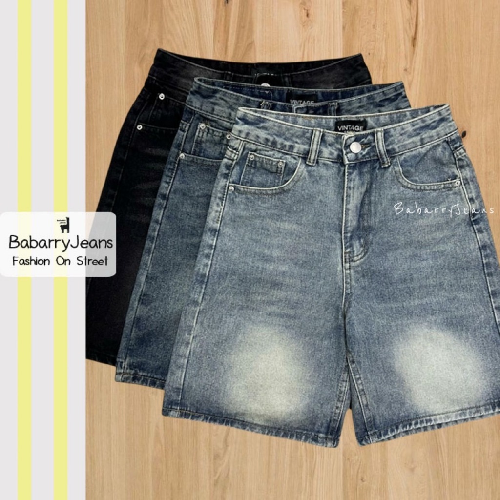 Babarry Style กางเกงขาสั้น ผญ รุ่นเบสิค (ฺBasic) เอวสูง ผ้าไม่ยืด ยาว 17.5 นิ้ว (V-T)