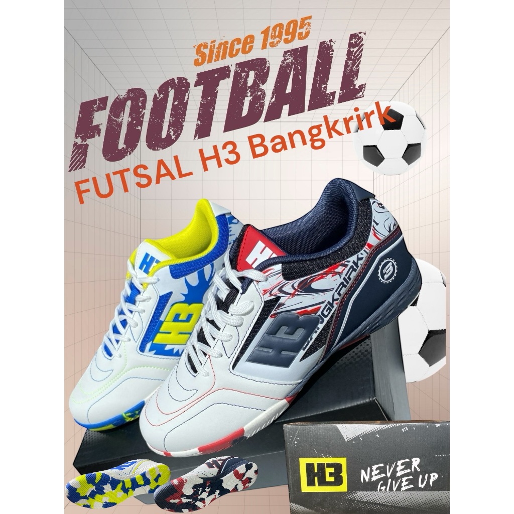รองเท้าฟุตซอลH3xBqngkrirkรุ่นให่มมี2สีน้ำเงินและสีกรมsize35-45เหนียวหนึบทุกสนามฟุตซอล
