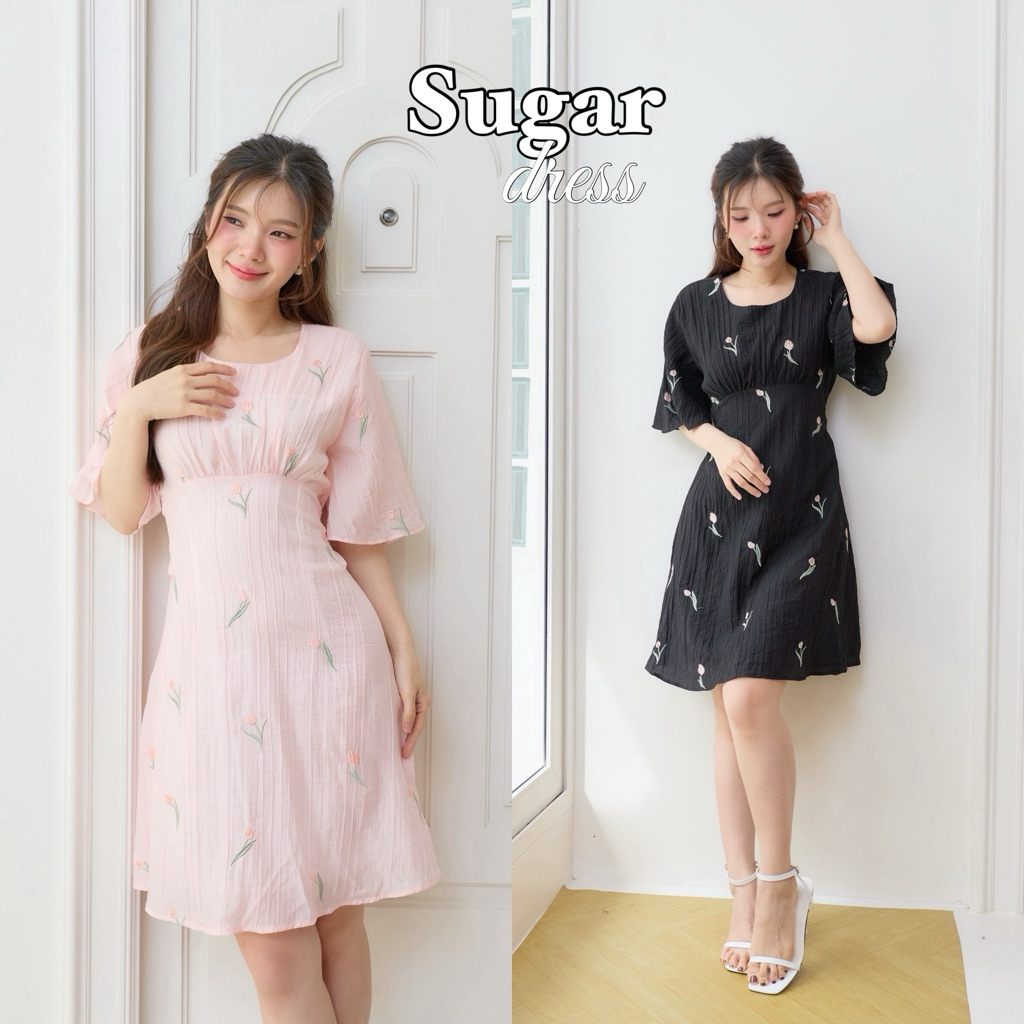 sugar dress ผ้าปักลายทิวลิป