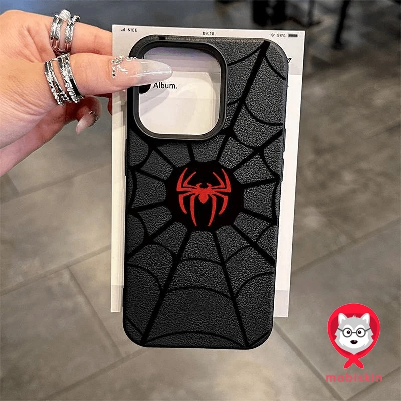 อินเทรนด์เท่การ์ตูนแมงมุมหนังหรูหรานุ่ม เคส IPhone 11 15 12 14 16 13 Pro Max XR 12 Pro XS Max X 7Plus 7 8 16 14 15 Plus