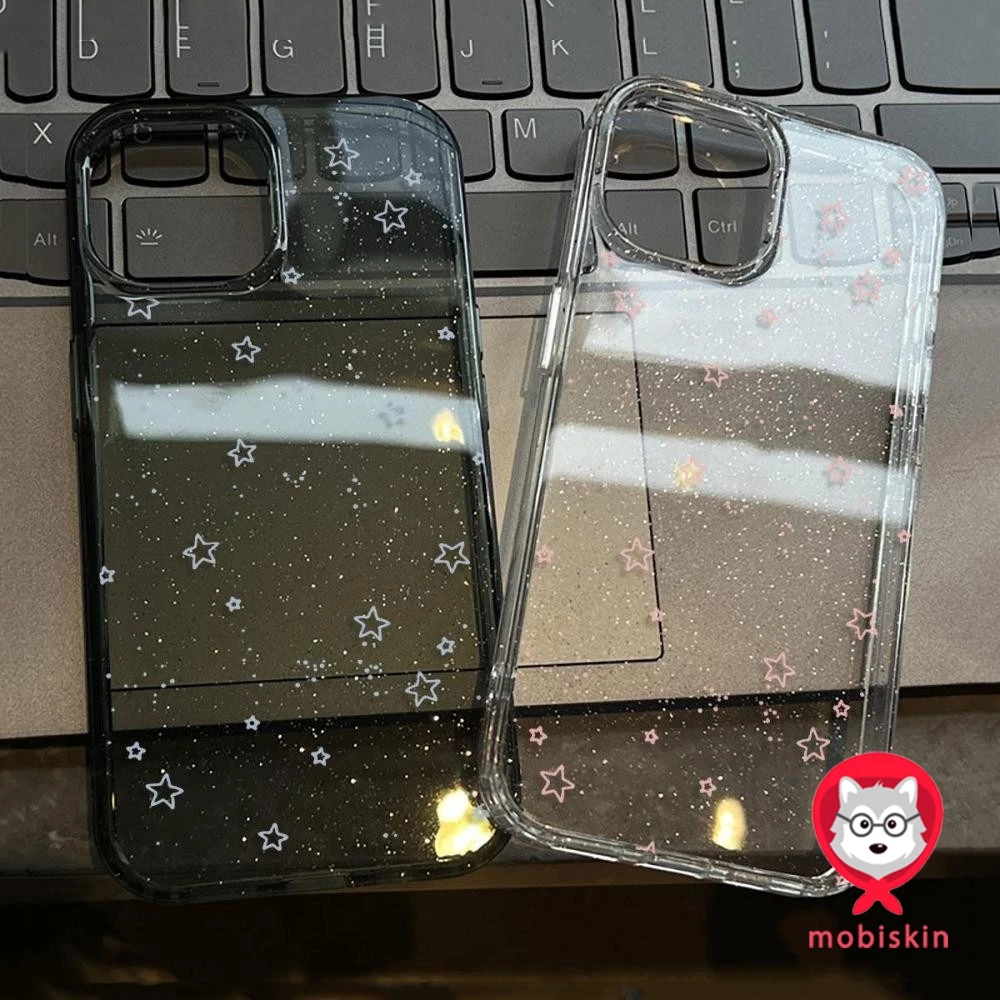 เคส iPhone 17 16 Pro Max iPhone 11 เคสใสแบบแวววาว TPUนุ่มสีสันสดใส ดาวห้าแฉกสีสันสดใส Compatible iPhone15 Pro max 14 13