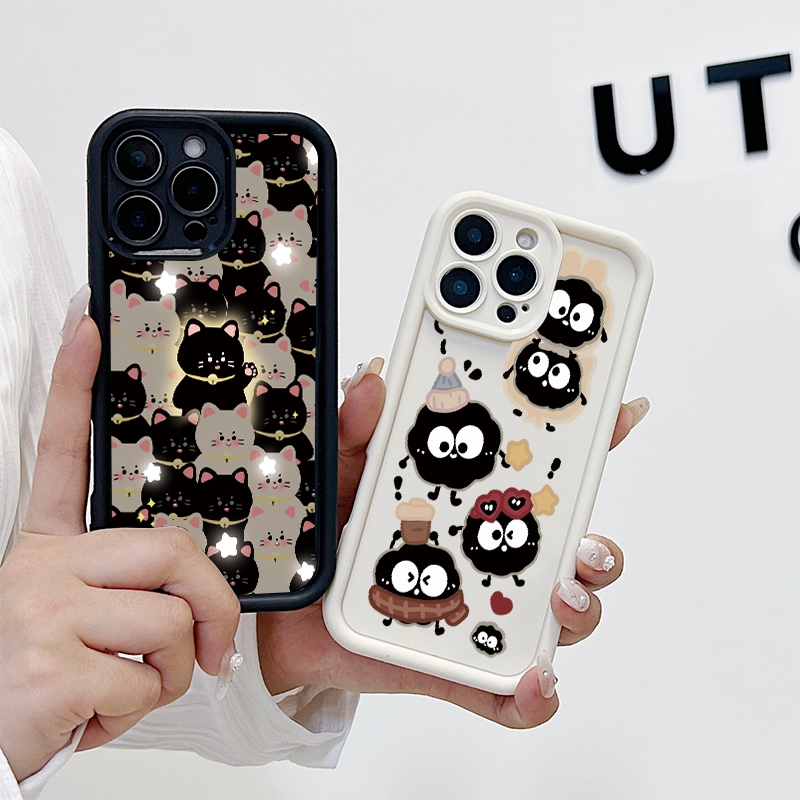 น่ารักมีความสุขลูกบอลสีดำ เคส  Infinix Hot 40i Smart8/8Pro SPARK20/SPARK20C Spark Go 2024 Tecno Spark 30C Hot 50