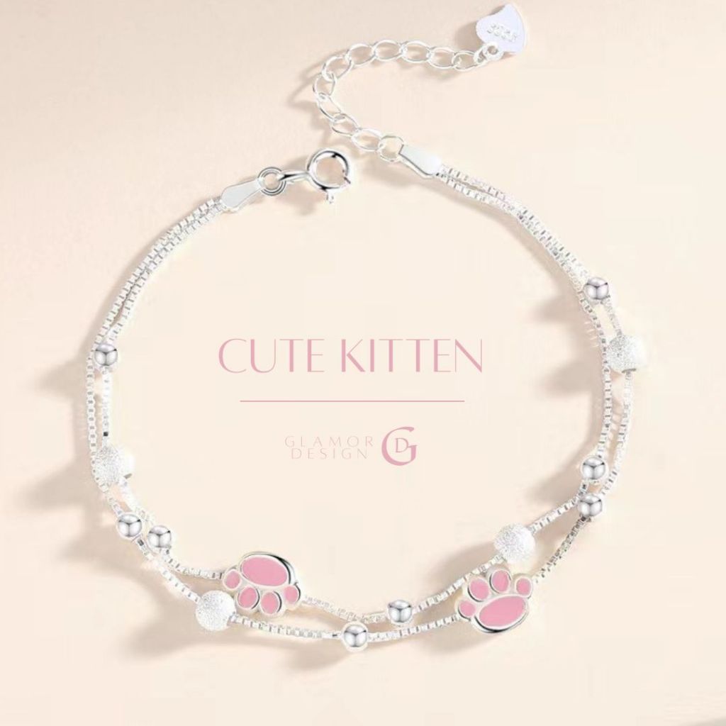 GLAMOR✨สร้อยข้อมือ Cute Kitten จี้เท้าแมว กําไลนําโชค กําไลสวยๆ กำไลเพชร สร้อยข้อมือเพชร กำไลเงิน